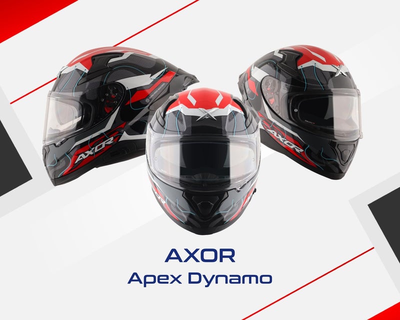 AXOR خوذة دراجة نارية كاملة الوجه Axor Apex Dynamo معتمدة من ISI وECE وDOT للرجال والنساء -أسود أحمر-M - Image 3