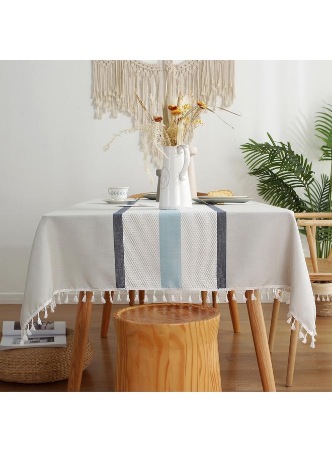 Bluejw European-style Tablecloth Waterproof And Oil-proof High-level Dust-proof And Washing-free Coffee Table Polyester Tablecloth Small Fresh Cotton And Linen Tablecloth - Image 1
