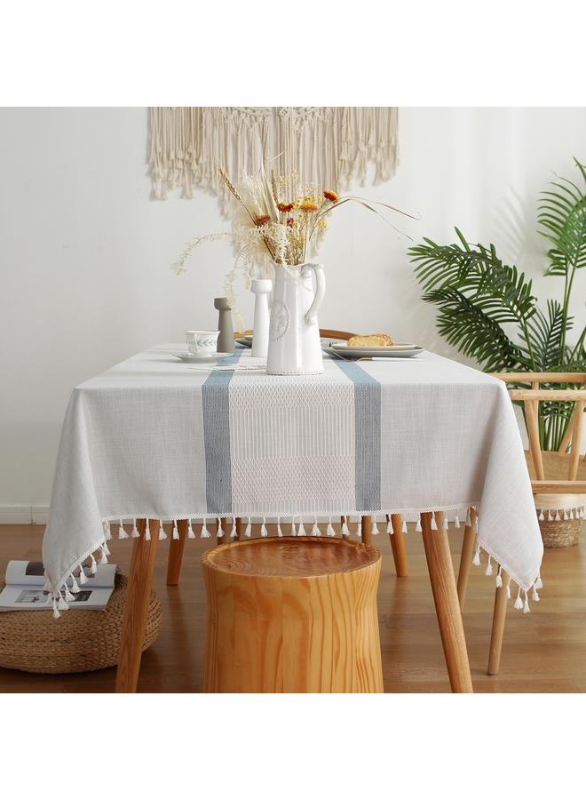 Bluejw European-style Tablecloth Waterproof And Oil-proof High-level Dust-proof And Washing-free Coffee Table Polyester Tablecloth Small Fresh Cotton And Linen Tablecloth - Image 3