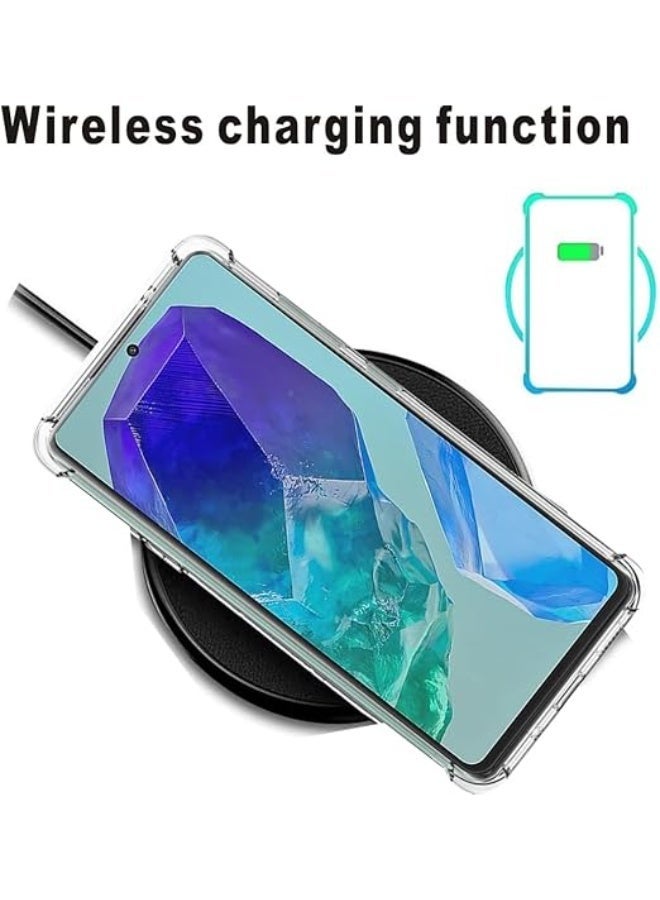 جراب متوافق مع هاتف Samsung Galaxy M55 جراب شفاف بأربع زوايا مدرعة لحماية الجسم بالكامل من مادة TPU المضادة للاصفرار - شفاف - Image 2