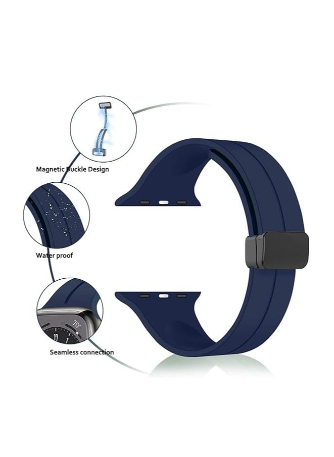 ten.tech - TenTech Silicone Magnetic Sports Band for Apple Watch Ultra/Ultra 2, Size 49mm 45mm 44mm 42, Soft Band for iWatch Series 9/8/7/6/5/4/3/2/1/SE - blue - Image 1