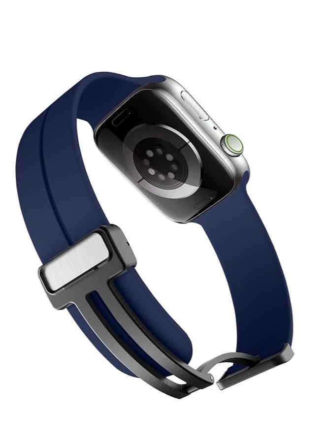 ten.tech - TenTech Silicone Magnetic Sports Band for Apple Watch Ultra/Ultra 2, Size 49mm 45mm 44mm 42, Soft Band for iWatch Series 9/8/7/6/5/4/3/2/1/SE - blue - Image 1