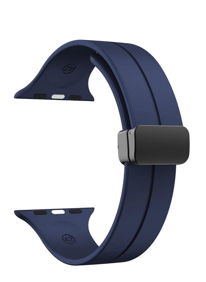 ten.tech - TenTech Silicone Magnetic Sports Band for Apple Watch Ultra/Ultra 2, Size 49mm 45mm 44mm 42, Soft Band for iWatch Series 9/8/7/6/5/4/3/2/1/SE - blue - Image 1