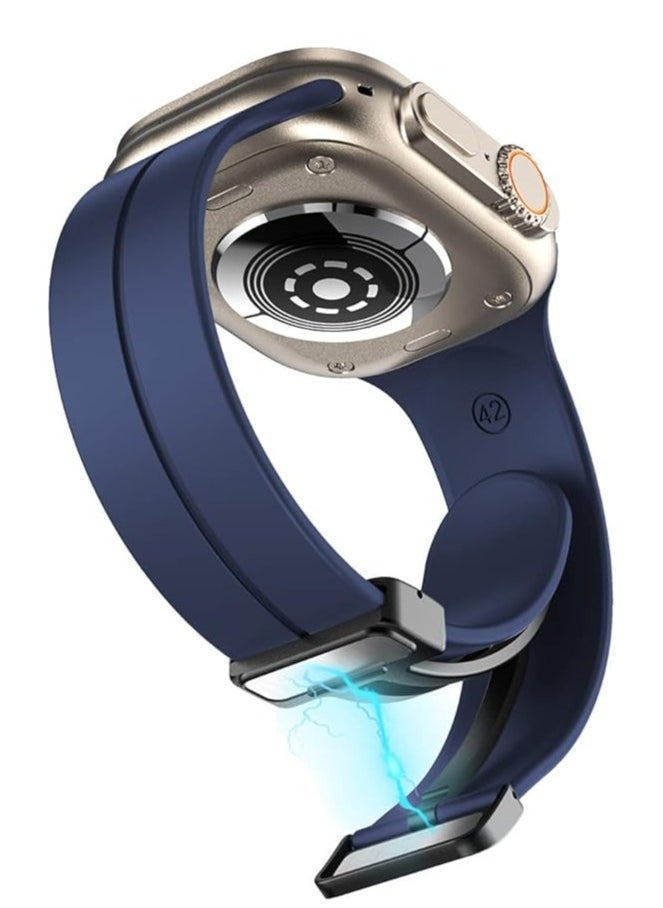 ten.tech - TenTech Silicone Magnetic Sports Band for Apple Watch Ultra/Ultra 2, Size 49mm 45mm 44mm 42, Soft Band for iWatch Series 9/8/7/6/5/4/3/2/1/SE - blue - Image 1