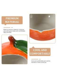 POPETPOP Ceramic Hamster Hideout: Hamster House Orange Shape Hamster Nest Summer Cooling Hamster Hut Small Animal Hide For Chinchilla Hedgehog, 10X10Cm  - Image 4