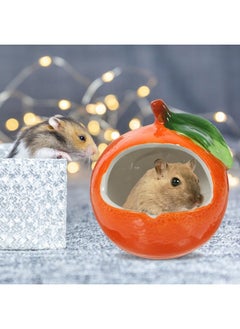 POPETPOP Ceramic Hamster Hideout: Hamster House Orange Shape Hamster Nest Summer Cooling Hamster Hut Small Animal Hide For Chinchilla Hedgehog, 10X10Cm  - Image 2