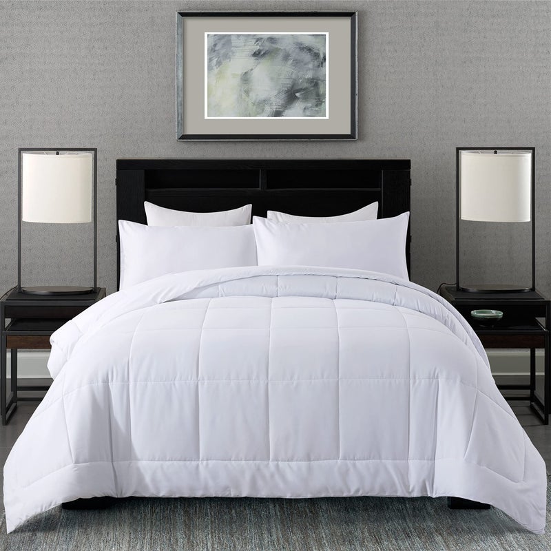 DOWNCOOL Twin Comforter Set All Season Bedding Comforters Sets with 1 Pillow Case 2 Pieces Bed Set Down Alternative Comforter Set White Twin Bedding Sets64x88
