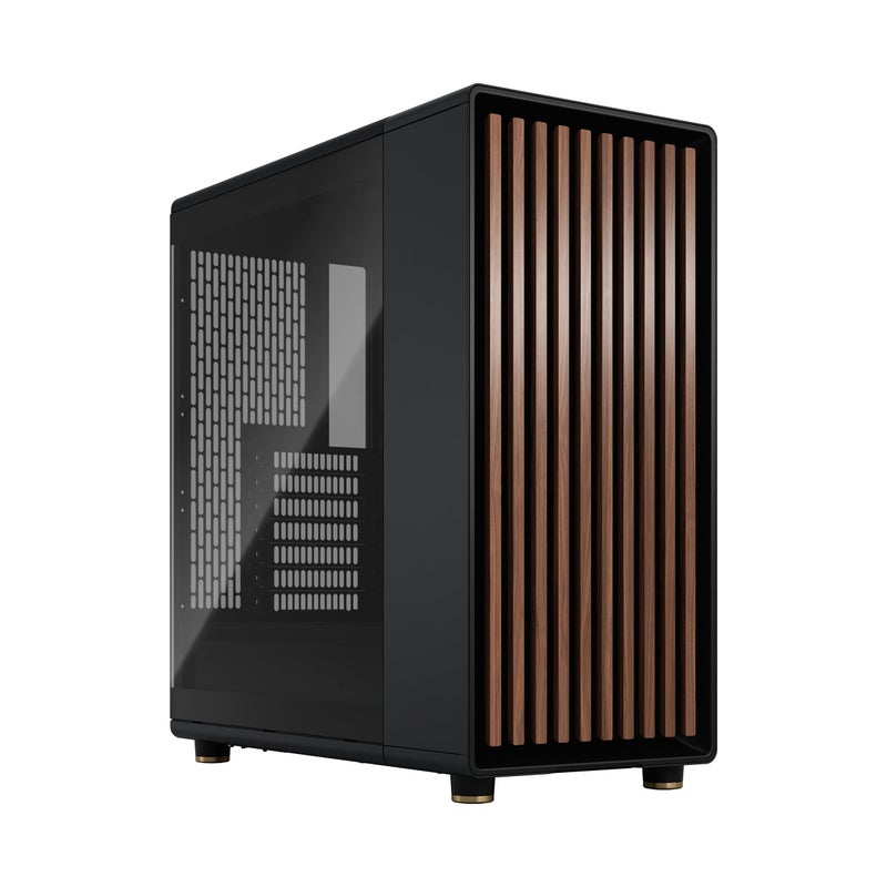 Fractal Design North - Genuine Walnut Wood Front - Mesh Side Panels - Two 140mm Aspect PWM Fans Included - Type C USB - ATX Airflow Mid Tower PC Gaming Case,Charcoal Black - Image 1