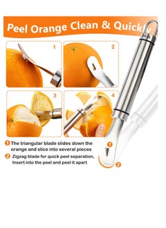 Excefore Stainless Steel Orange Peeler, Long Handle Orange Citrus Peeler Tool, Triangular-Blade & Zigzag-Shovel Orange Peeler Gadget, Easy to Peel, for Kitchen Gadgets  - Image 2