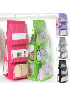 Generic 1 piece of handbag and shoe storage organizer, 6 double-sided pockets, each side, 3 sides, random color  - Image 2