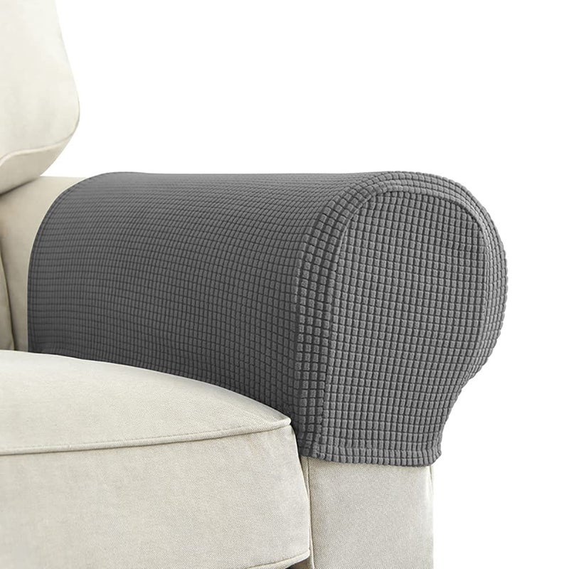Chaexii Premium Polyester Sofa Arm Cover Scratch Resistant Protector Covers Washable Elastic Armrest Covers for SquareCurvedSloping Couch Armrests 2Pcs Dark Grey