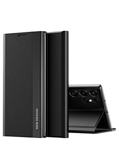 Unik for Samsung Galaxy S24 Ultra Case, Thin Slim Full Body Protective PU Leather Cover Business Phone Cases (Black)  - Image 1