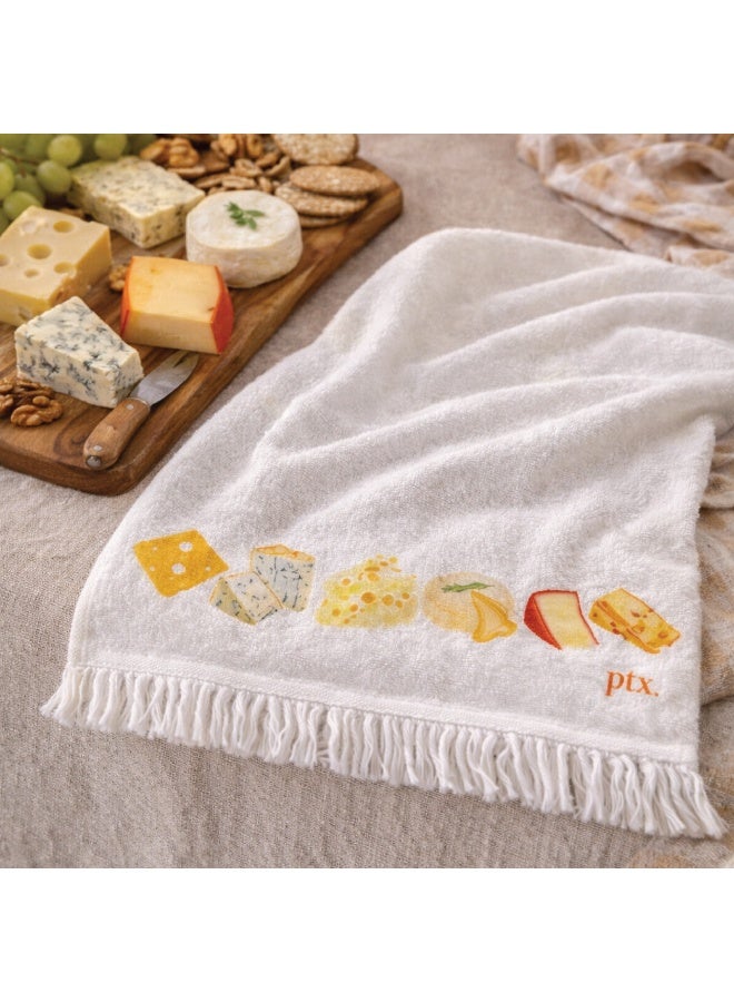Printex Eg Printex.EG 100% Cotton Kitchen Towels, Set of 2, 400 GSM Ultra-Absorbent Dish Towels, Quick-Dry, Decorative Fringe, 50×30 cm,off White (cheese&pasta)) - Image 4