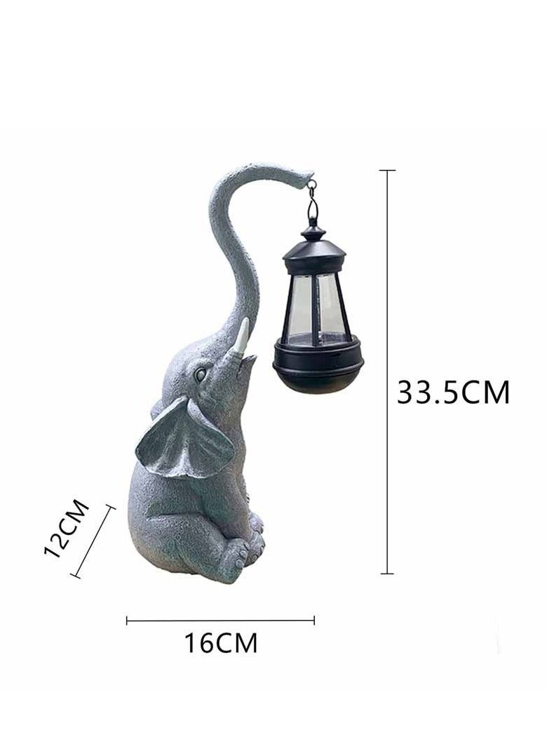 Generic Animal Ornaments Elephant Solar Lights Crafts Resin Solar Elephant Figurine Yard Decortion Sculptures Art Solar Powered Lantern  - Image 2