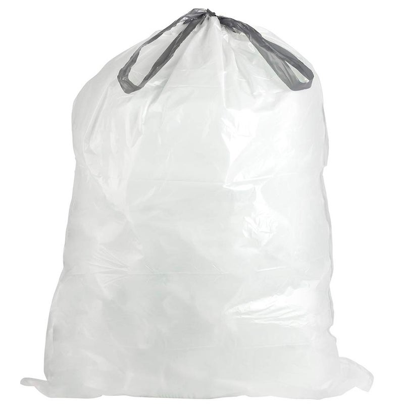 Plasticplace Custom Fit Trash Bags, Compatible with simplehuman Code K (50 Count) White Drawstring Garbage Liners 10 Gallon / 38 Liters 24" x 28" - Image 4