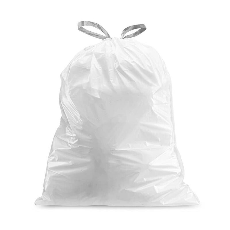 Plasticplace Custom Fit Trash Bags, Compatible with simplehuman Code K (50 Count) White Drawstring Garbage Liners 10 Gallon / 38 Liters 24" x 28" - Image 3
