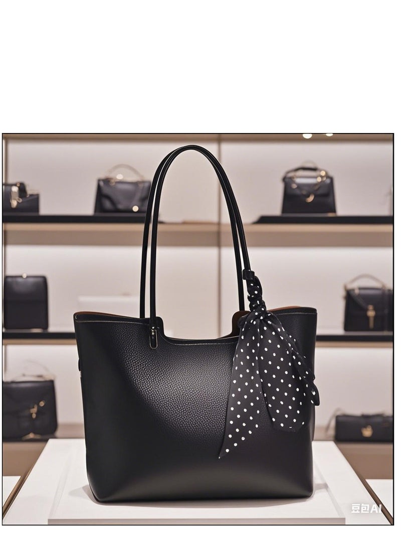 Women's Tote Bag, PU Leather Handbag Lady Shoulder Bag, Women's Fashion Soft Bags Large Capacity Lightweight Handbags Shoulder Bag, Suitable for Women Girls (6319-Black)  - Image 1
