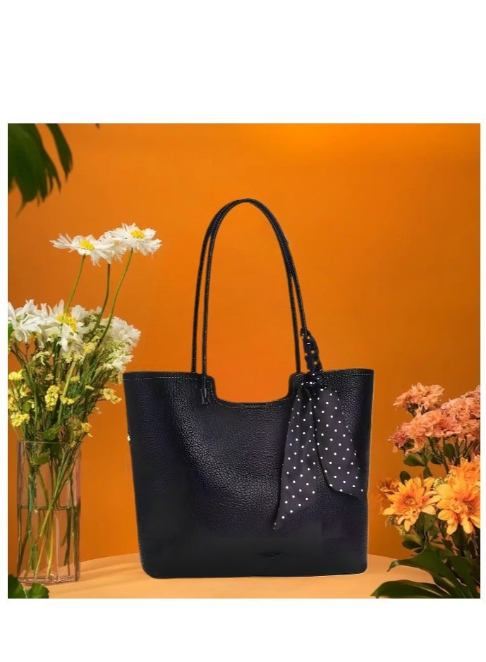Women's Tote Bag, PU Leather Handbag Lady Shoulder Bag, Women's Fashion Soft Bags Large Capacity Lightweight Handbags Shoulder Bag, Suitable for Women Girls (6319-Black)  - Image 5