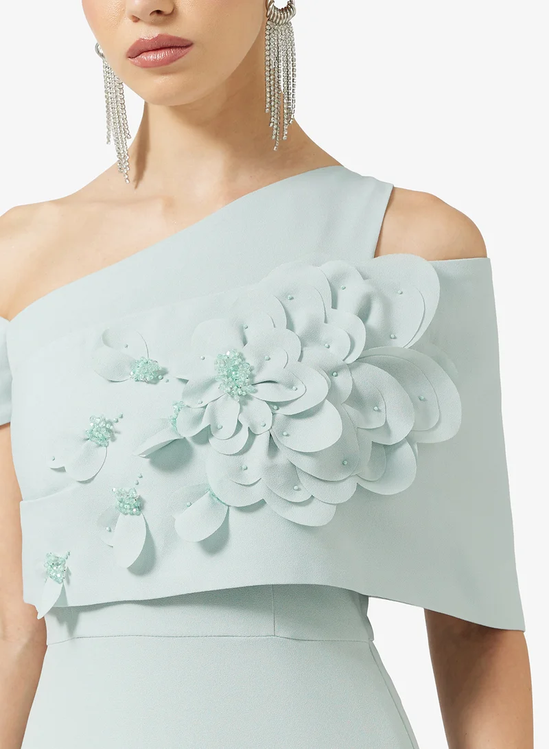 Namshi x Bardot 3D Floral Detail A Line Dress