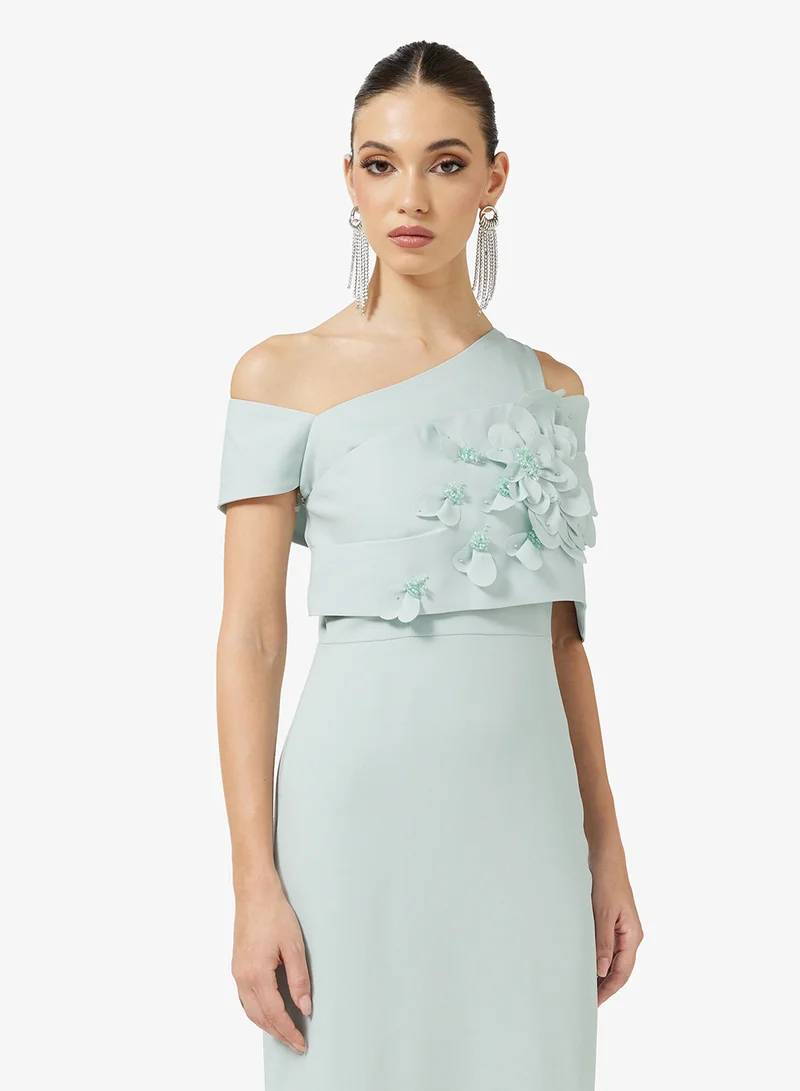 Namshi x Bardot 3D Floral Detail A Line Dress