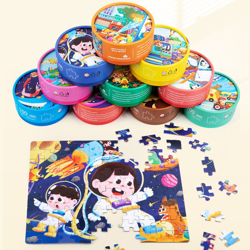 Children'S Early Education Canned Box 100 Pieces Puzzle Puzzle Puzzle Baby Enlightenment Educational Fun Toys Small Gift - Image 5