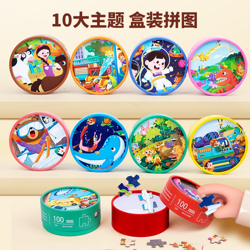 Children'S Early Education Canned Box 100 Pieces Puzzle Puzzle Puzzle Baby Enlightenment Educational Fun Toys Small Gift - Image 2