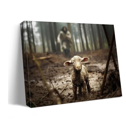Ploceiny Christian Wall Art Faith Christ decorations Jesus and Lamb wall decor Picture Christian gifts for women serenity prayer wall Prints for prayer room home decor A347 - Image 1