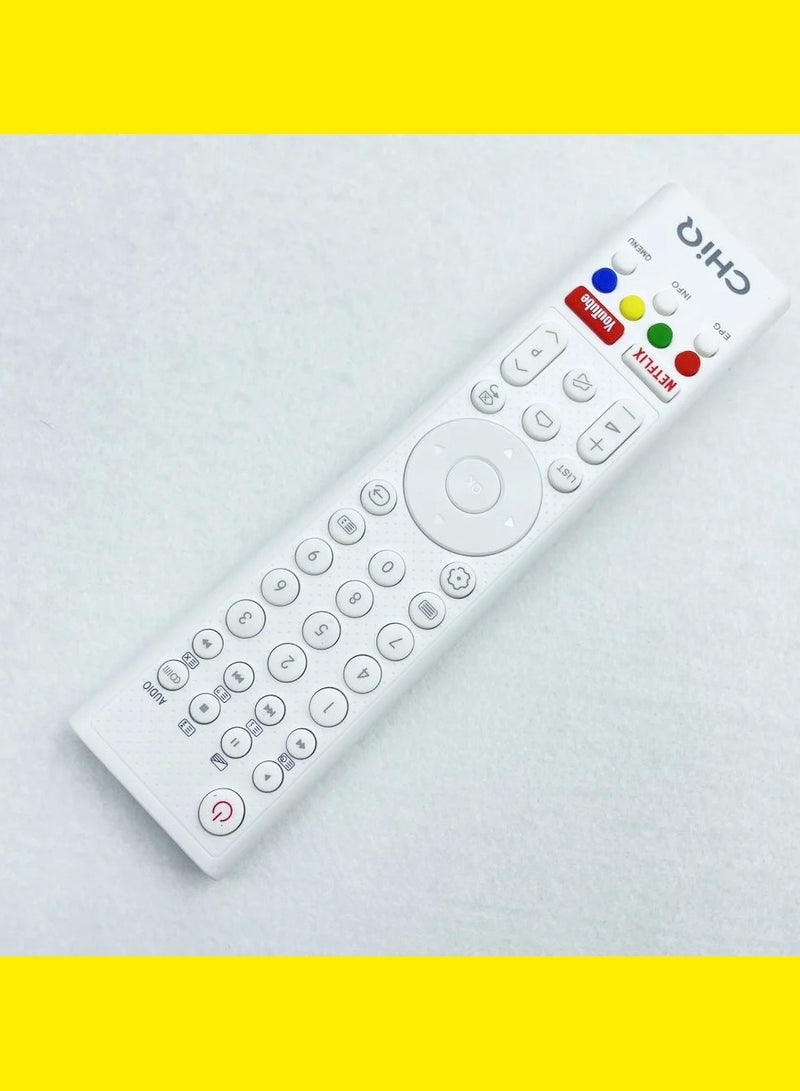 CHiQ "Original White ChiQ Changhong LED 4K TV Remote Control – Smart Voice with Dedicated Netflix & YouTube Buttons" - Image 2