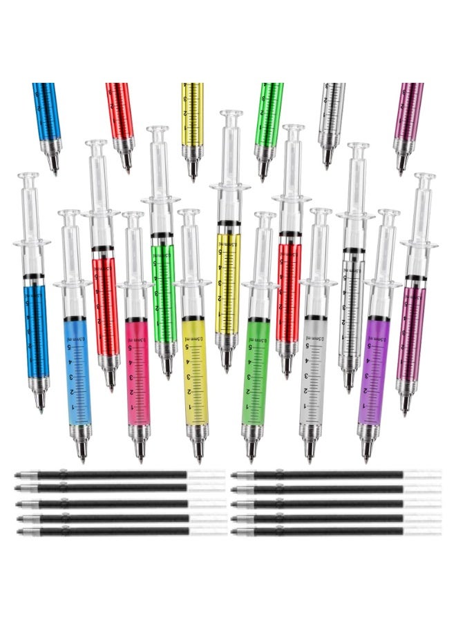 SUNSAR [12+12 Pack] Multi-Color Syringe Pen and Pen Refill Retractable Fun Multi Color Novelty Pen for Nurses, Nursing Student School Supplies - Image 1