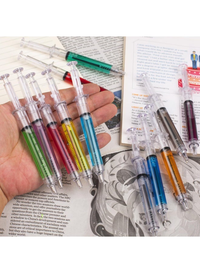 SUNSAR [12+12 Pack] Multi-Color Syringe Pen and Pen Refill Retractable Fun Multi Color Novelty Pen for Nurses, Nursing Student School Supplies - Image 2