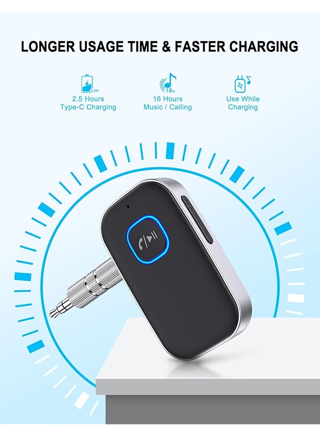 KASTWAVE Bluetooth Aux Adapter, Car Receiver With Noise Canceling, 5.0 Audio Adapter For Hifi Radio/Stereo/Home Stereo/Wired Headphones/Hands-Free Calls - Image 4