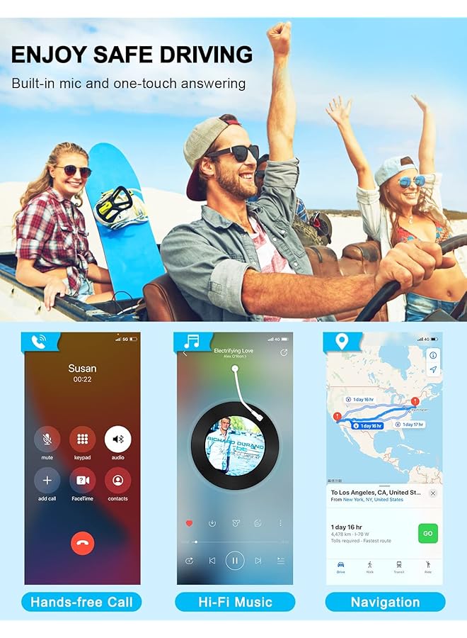 KASTWAVE Bluetooth Aux Adapter, Car Receiver With Noise Canceling, 5.0 Audio Adapter For Hifi Radio/Stereo/Home Stereo/Wired Headphones/Hands-Free Calls - Image 5