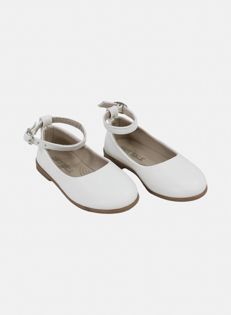 EASY Baby Girls Leather Ballerina – Matte White - Image 1