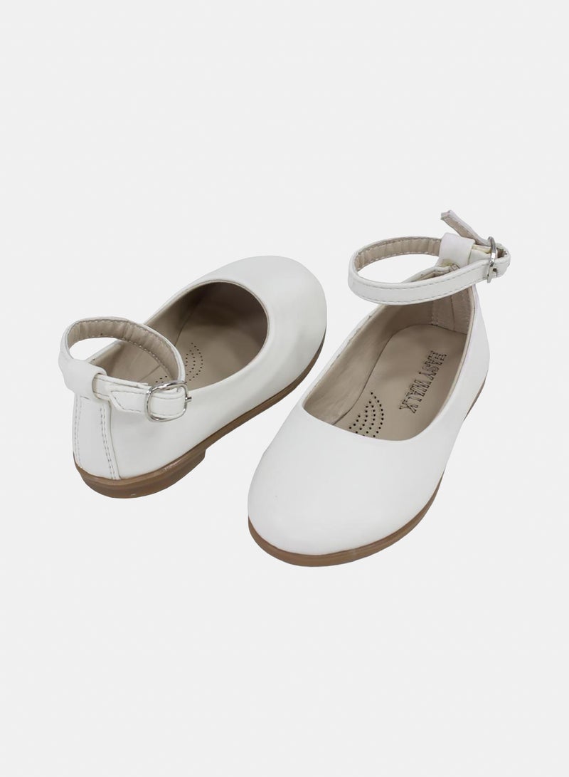 EASY Baby Girls Leather Ballerina – Matte White - Image 2
