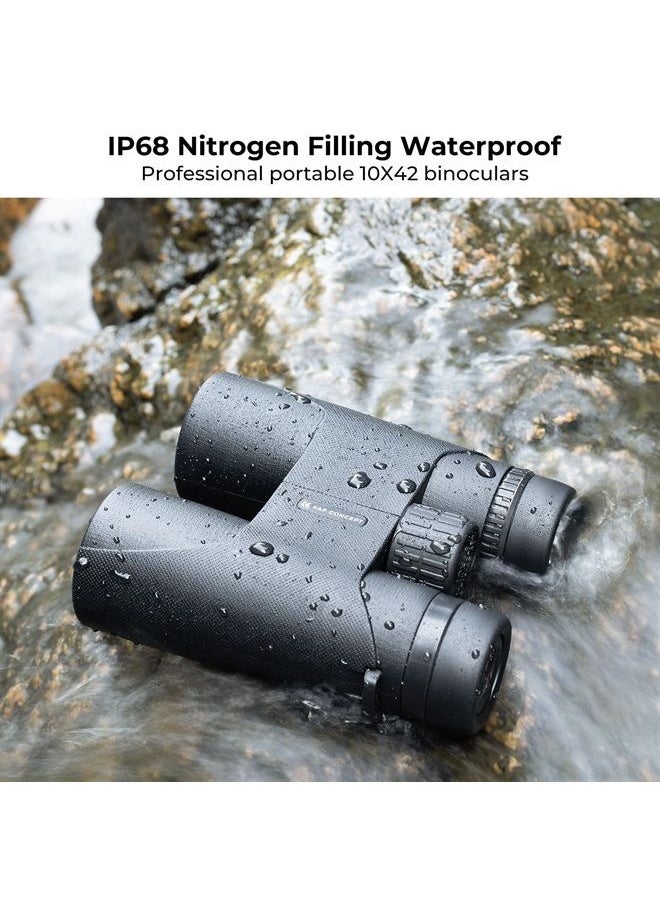 K&F Concept IP68 10 Meters Waterproof 10x42 Compact Binoculars for Kids and Adults, with Tripod Converter, BAK4 Prism, FMC Lens, Cleaning Cloth for Bird Watching Hunting Travel Camping Stargazing  - Image 1