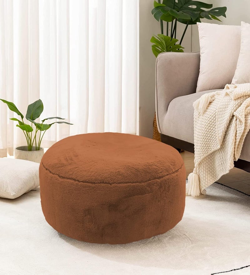 Mollismoons Mollismoons Fur Pouf Ottoman Round Poof Seat Floor Bean Bag Chair Floor Chair for Living Room Stool upholstered Foam Cushioned pouffe Puffy for Foot Rest Cofee Round Ottoman Cushions 