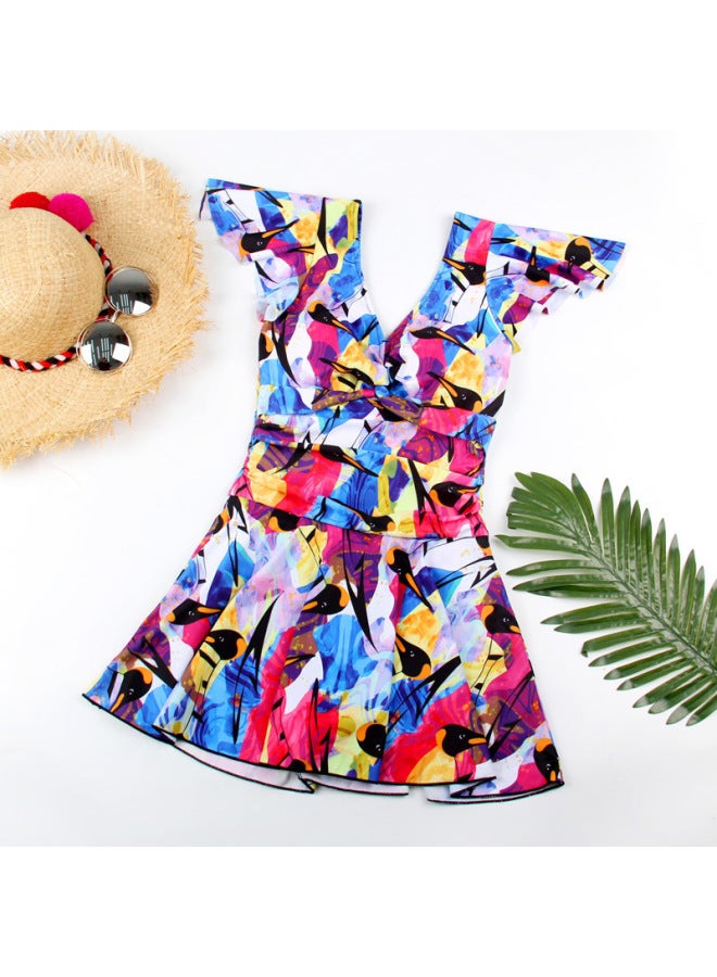 Plus Size Swimsuit For Women, One-piece Conservative Fat MM Hot Spring Cover Belly Slimming Look Middle-aged And Elderly Mothers High-end Swimsuit