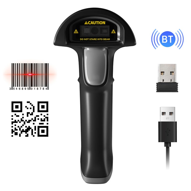 Wireless 2D 1D Barcode Scanner BT+2.4G+USB Wired Connection High Speed Scanning Wireless Charging Stand and OLED Display for Paper and Screen Codes Reader Compatible with Windows Android Linux Mac - Image 2