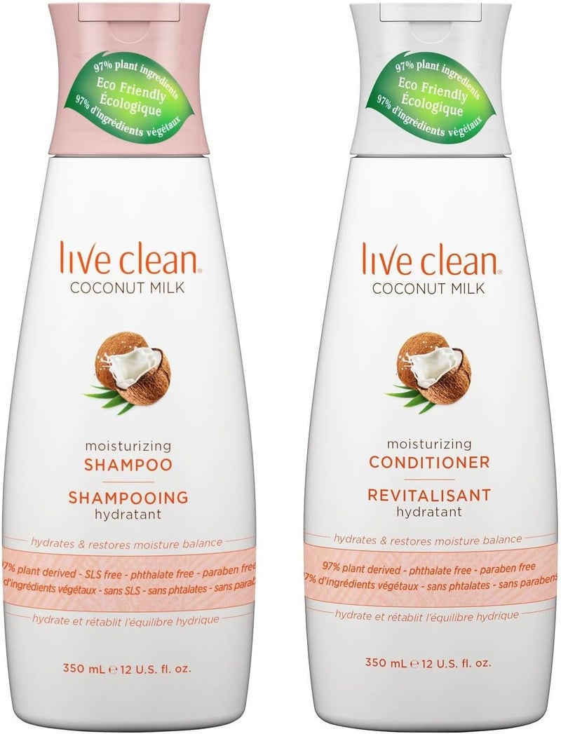 Coconut Milk Moisturizing Shampoo and Coconut Milk Moisturizing Conditioner with Certified Organic Coconut Extract and Oil Petrolatumfree Phthalatefree and Parabenfree 12 oz each