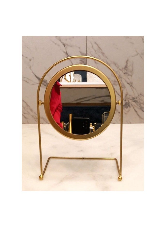 Gold-Tone Circular Tabletop Vanity Makeup Mirror
