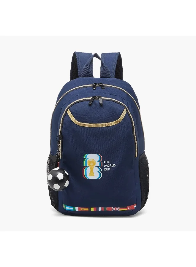 Unique 18 Inch-Backpack-World Cup-2 Cmprts-Multi Blue (Polyester) Muticolour \ 33X14X46