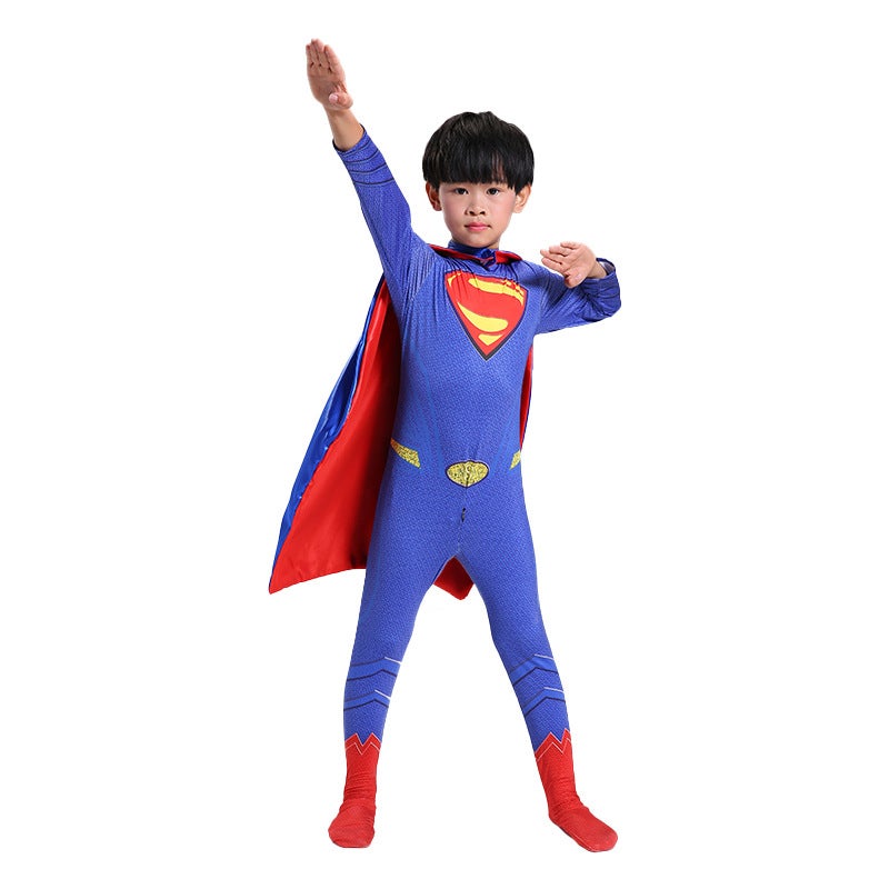 Halloween Kids Cosplay Muscle Batman Superman Jumpsuit Costume