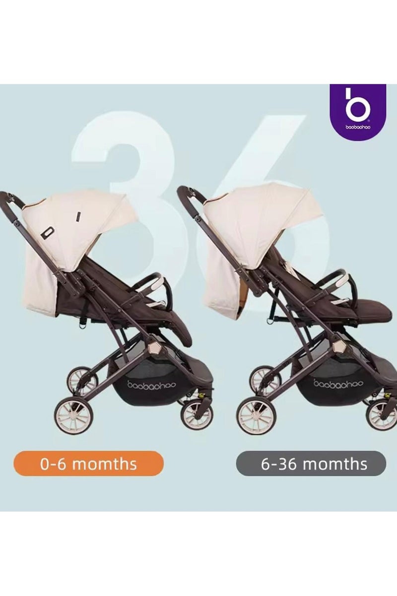baobaohao Stroller baby high quality flip arm can board the plane-KHAKI - Image 4