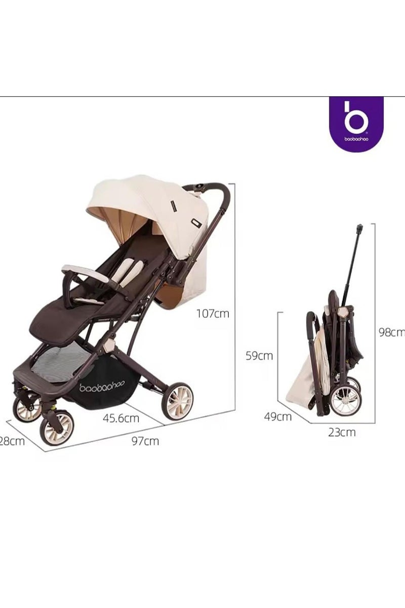 baobaohao Stroller baby high quality flip arm can board the plane-KHAKI - Image 5