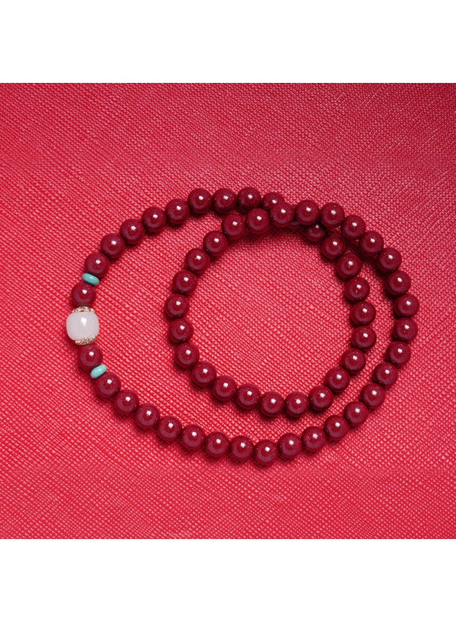 Goddess Renewal】cinnabar And Hetian Jade Bracelet, Cinnabar Original Stone Beaded Bracelet For Girlfriend On Qixi Festival - Image 4