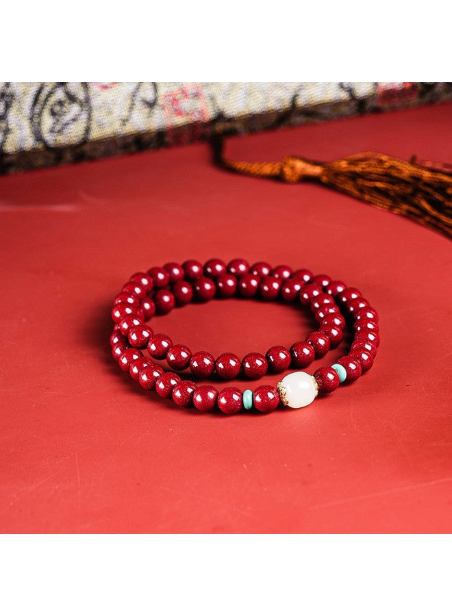 Goddess Renewal】cinnabar And Hetian Jade Bracelet, Cinnabar Original Stone Beaded Bracelet For Girlfriend On Qixi Festival - Image 5