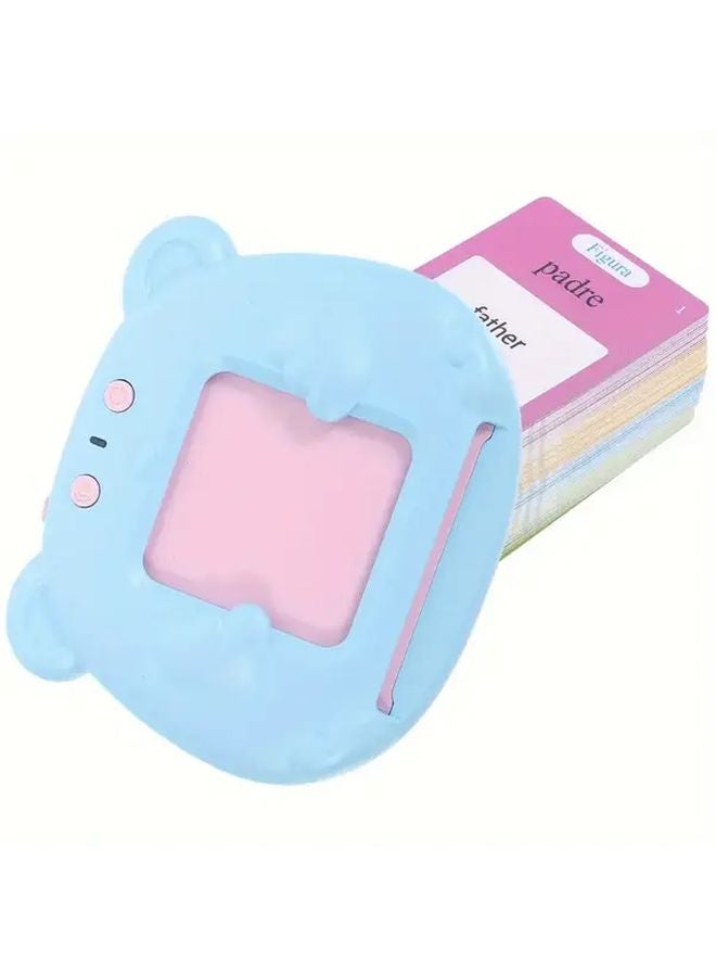 Blue Portable Bear Reader English Card Speaking Language Learning Device - Image 1