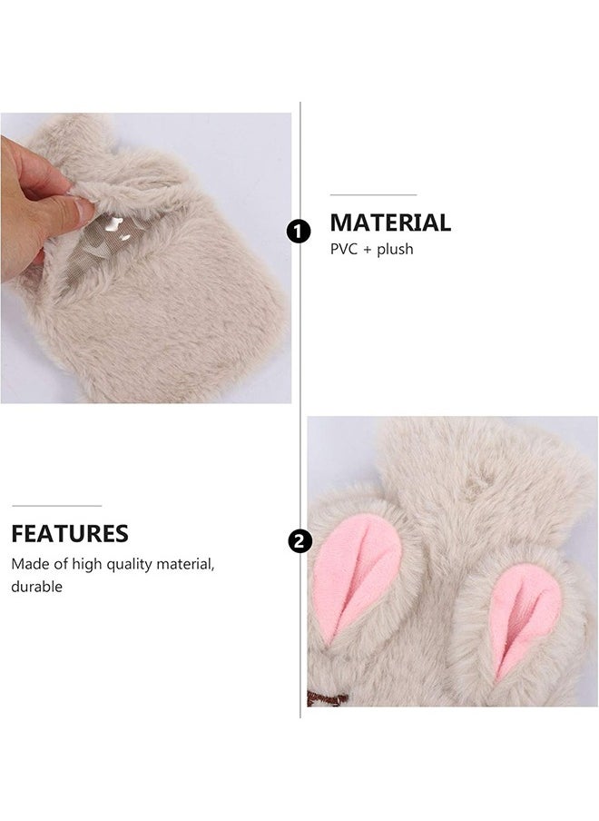 HY Cute Hot Water Bottle with Cover, Detachable Rabbit Rubber Hot or Cold Water Bottle with Cute Stuffed Animal Cover, Winter Warm Leakproof PVC Hot Water Bag (Beige)  - Image 2