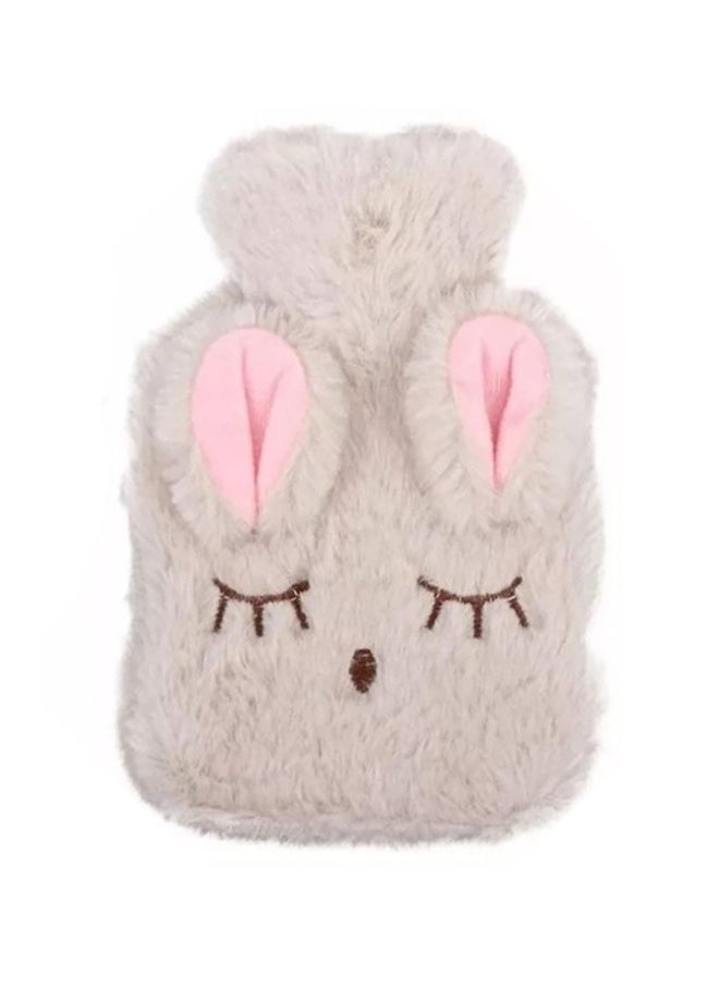 HY Cute Hot Water Bottle with Cover, Detachable Rabbit Rubber Hot or Cold Water Bottle with Cute Stuffed Animal Cover, Winter Warm Leakproof PVC Hot Water Bag (Beige)  - Image 1