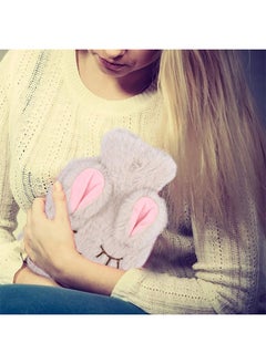 HY Cute Hot Water Bottle with Cover, Detachable Rabbit Rubber Hot or Cold Water Bottle with Cute Stuffed Animal Cover, Winter Warm Leakproof PVC Hot Water Bag (Beige)  - Image 4